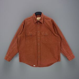 Cabela's Deerskin Soft Chamois Shirt Heavyweight Cotton Work Flannel L Reg Rust